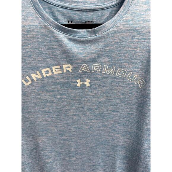 Women’s Size L Large Under Armour Heat Gear Heatgear Dri-Fit Blue t-Shirt EUC - Picture 2 of 6